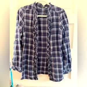 Eddie Bauer Ruffle Flannel Button zip